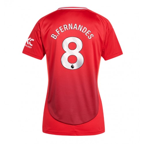 Fotballdrakt Dame Manchester United Bruno Fernandes #8 Hjemmedrakt 2024-25 Kortermet